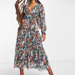 Top shop women’s new floral maxi sheer dress with lining